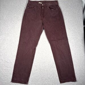 Replay 901 Regular Jeans Mens 36 (Fits 34x36) Burgundy Cotton Button Fly Italy